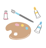 絵具とパレットのイラスト