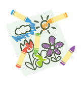 クレヨンでお絵描きするイラスト