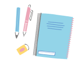 筆記用具とノートのイラスト