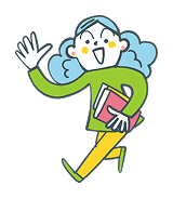 本を持って歩く人物のイラスト