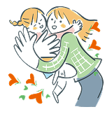 親が子どもを抱きしめるイラスト