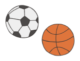 サッカーボールとバスケットボールのイラスト