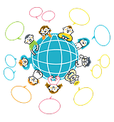 異なる言語で話す地球上の人々のイラスト